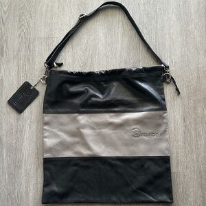Gravitas Black and Gray leather Tote Bag